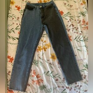 SHEIN two tone Black and Blue Straight Jeans